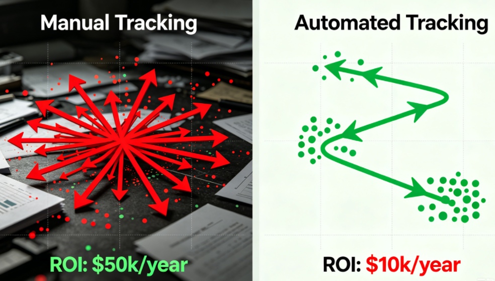 ROI comparison between manual and automated IT asset tracking management systems.