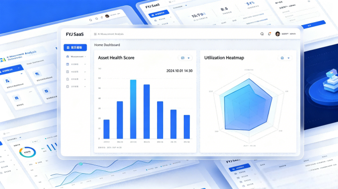 AI-Powered Predictive Asset Analytics SaaS dashboard showing AI-driven asset utilization and predictive maintenance data.