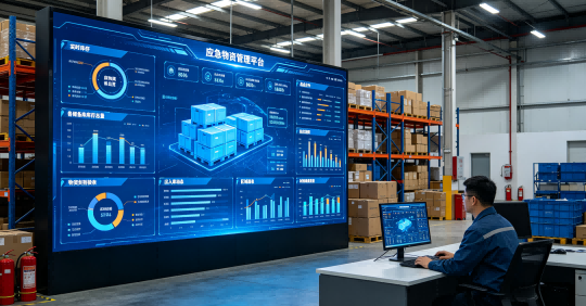Real-time emergency supply inventory visibility showing stock quantity, categories, batches, expiration dates, and movements